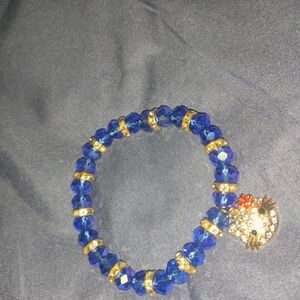 Hello Kitty Blue An Gold Beaded Bracelet